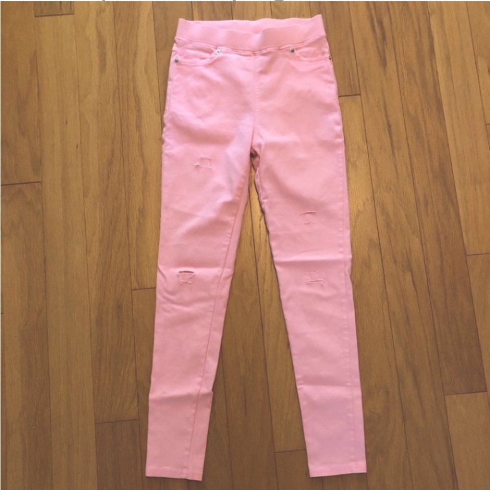 Pink Distressed Jeggings One Size